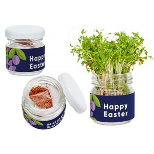 Zestaw do uprawy rzeżuchy na Wielkanoc - upominek wielkanocny z logo